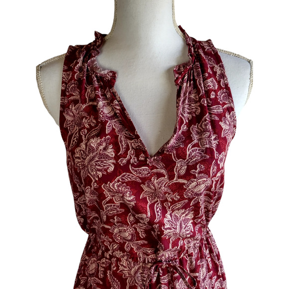 Gap Womens Sleeveless V-neck Flutter Hem Ruffle Dress Red Floral Size XS - Picture 7 of 9